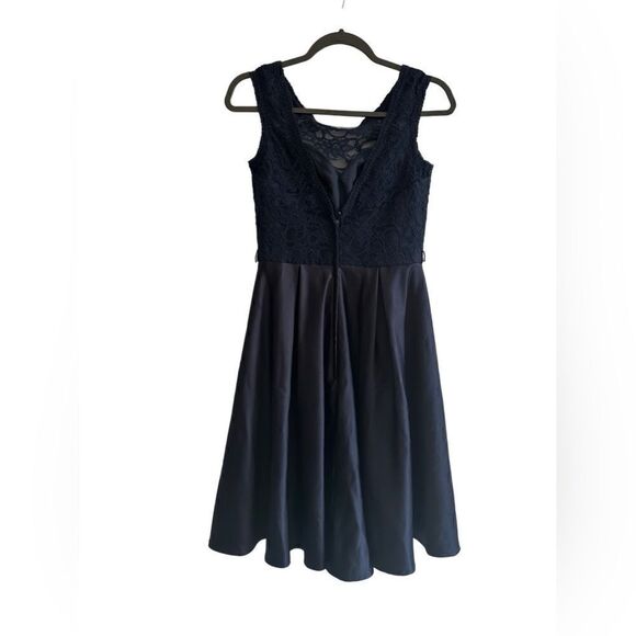 Morilee Madeline Lace and Satin Bridesmaid Dress with V-Back Navy Blue 8 - Picture 2 of 8